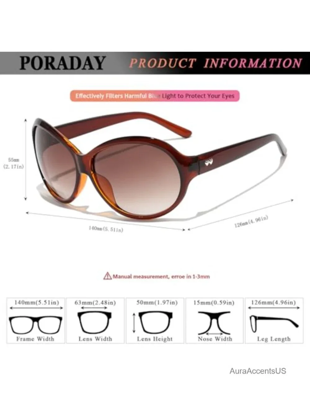 Oversized Wrap Around Sunglasses UV400 Retro Oval Full Frame
